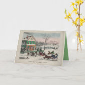 Klassiek winters beeld, paarden, slee Kaart (Gele Bloem)