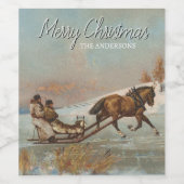 Klassiek  winterslee ritontwerp wijn etiket (Enkel label)