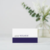 Klassiek wit & blauw monogram visitekaartje (Staand voorkant)