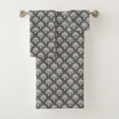klassiek wit bloemendamaskpatroon bad handdoek (Insitu)