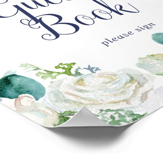 Klassiek wit bloemengastenboekbord poster (Hoek)