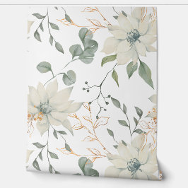 Klassiek wit bloemmotief botanisch behang