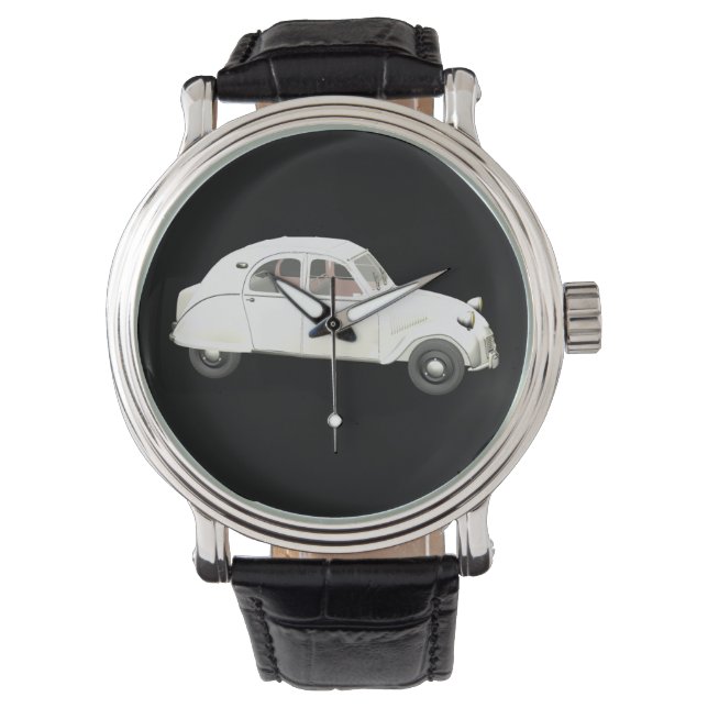 Klassiek Wit Citroen 2CV Horloge (Voorkant)