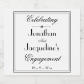 Klassiek Wit Elegante Dubbele Rand Zwarte Script Sparkling Wijnetiket (Enkel label)