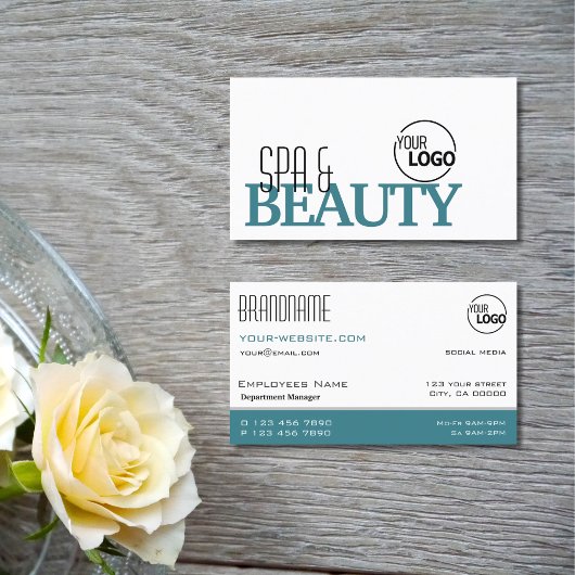 Klassiek wit en Blauwgroen Eenvoudig stijlvol met  Visitekaartje