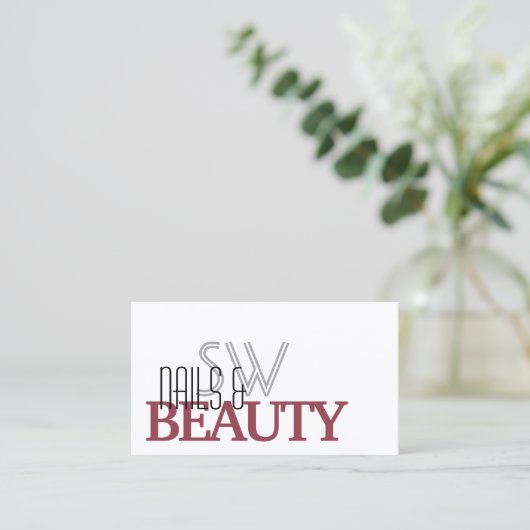 Klassiek wit en Bourgogne Eenvoudig met monogram Visitekaartje (Staand voorkant)