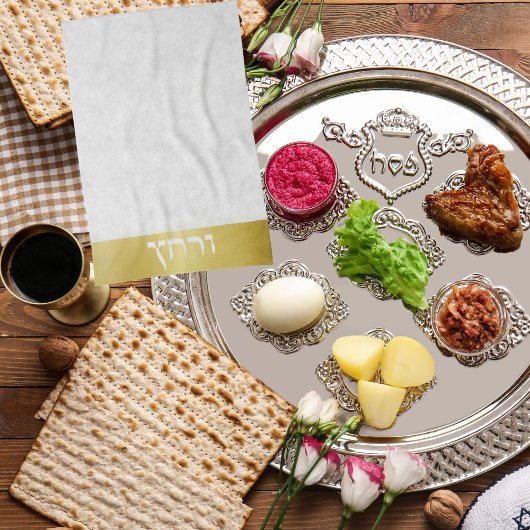 Klassiek Wit en Goud Hebreeuws Pascha Seder Theedoek