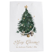 Klassiek Wit en Goud Kerstmis Medium Cadeauzakje (Voorkant)