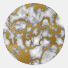 Klassiek wit en goud marmeren textuur ontwerp ronde sticker
