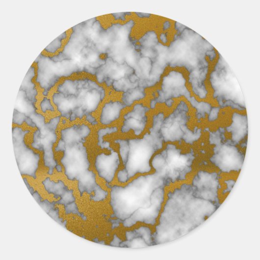Klassiek wit en goud marmeren textuur ontwerp ronde sticker (Voorkant)