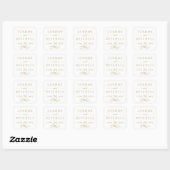 Klassiek Wit en Goud Monogram Trouwen Vierkante Sticker (Vel)