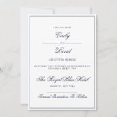 Klassiek wit en marine Elegante foto Save The Date (Voorkant)