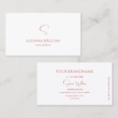 Klassiek wit en rood met Matig monogram Visitekaartje (Voorkant / Achterkant)