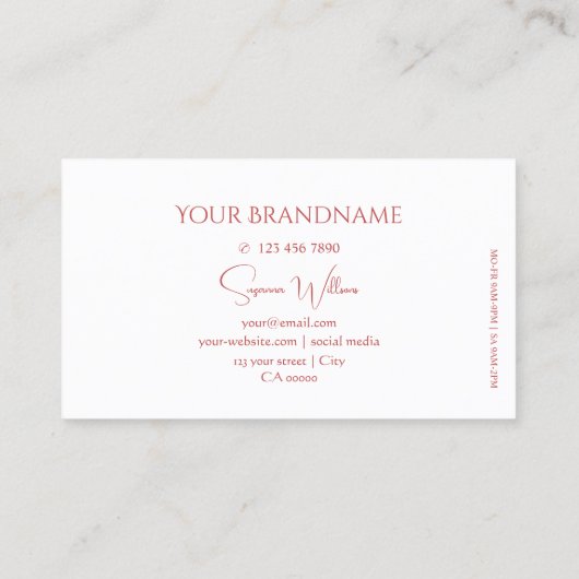 Klassiek wit en rood met Matig monogram Visitekaartje (Achterkant)