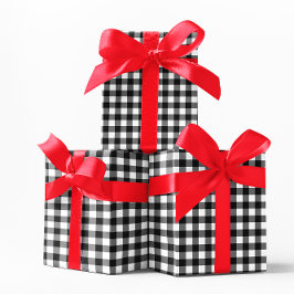 Klassiek wit en zwart Buffalo Plaid Cadeaupapier
