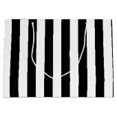 Klassiek wit en zwart gestreept groot cadeauzakje (Voorkant)