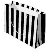 Klassiek wit en zwart gestreept groot cadeauzakje (Achterkant Gekanteld)