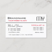 Klassiek wit en zwart met Initialen Professional Visitekaartje (Achterkant)