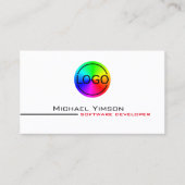 Klassiek wit en zwart met Logo Professional Visitekaartje (Voorkant)