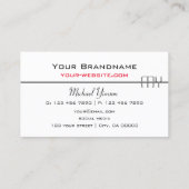 Klassiek wit en zwart met Monogram Professional Visitekaartje (Achterkant)