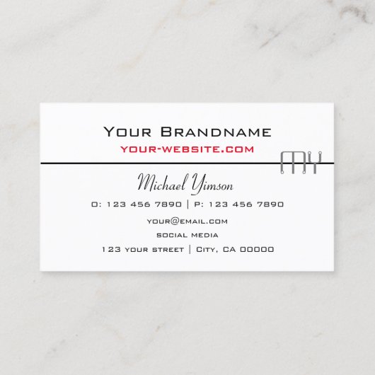 Klassiek wit en zwart met Monogram Professional Visitekaartje (Achterkant)