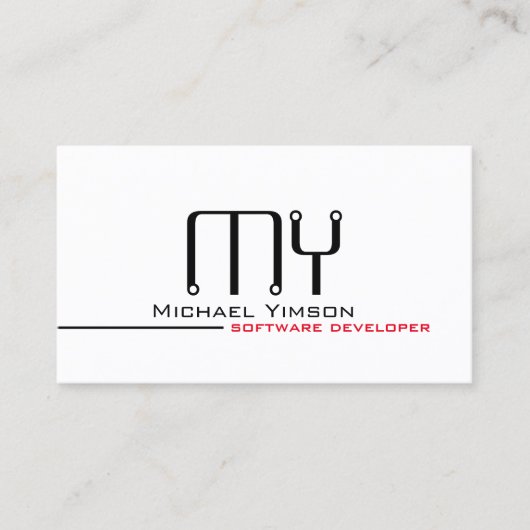 Klassiek wit en zwart met Monogram Professional Visitekaartje (Voorkant)