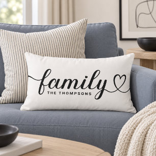 Klassiek Wit Familie Hart Script Monogram Kussen