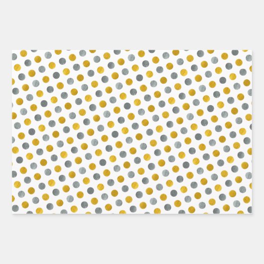 Klassiek wit goud en zilveren polka stippen modern inpakpapier vel (Voorkant 2)