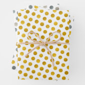 Klassiek wit goud en zilveren polka stippen modern inpakpapier vel (In situ)