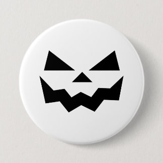 Klassiek wit Jack-o-lantern pompoen gezicht lachen Ronde Button 7,6 Cm