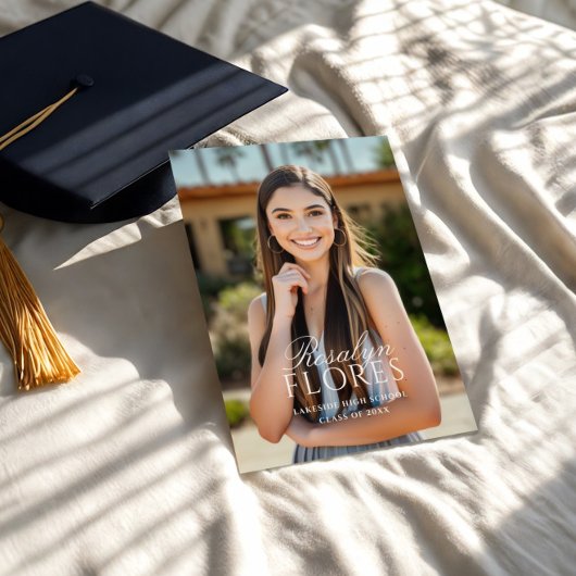 Klassiek wit kalligrafie Afstuderen Kaart