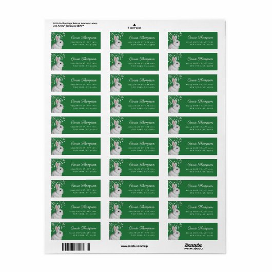 Klassiek Wit Konijn & Bloemen Groen Adres Etiket (Full Sheet)