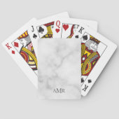 Klassiek wit marmer gepersonaliseerd monogram pokerkaarten (Achterkant)