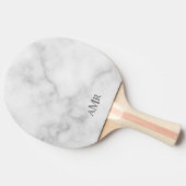 Klassiek wit marmer gepersonaliseerd monogram tafeltennisbatje (Zijkant)