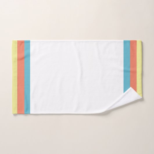 Klassiek wit met Turquoise, Coral Yellow Trim Bad Handdoek (Handdoek)