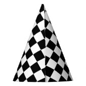 Klassiek wit met zwart vierkant patroon feesthoedjes (Achterkant)