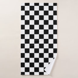 Klassiek wit met zwart vierkant patroon stijl badhanddoek