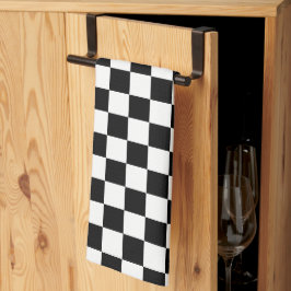 Klassiek wit met zwart vierkant patroon stijl theedoek