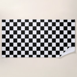 Klassiek wit met zwart vierkant patroon strandlaken