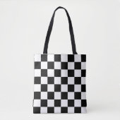 Klassiek wit met zwart vierkant patroon tote bag (Voorkant)