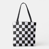 Klassiek wit met zwart vierkant patroon tote bag (Achterkant)