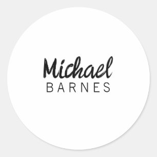 Klassiek Wit Minimalistisch Eenvoudig Elegant Ronde Sticker
