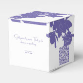 Klassiek wit & paarse bloemen bedankdoosjes (Voorkant Zijde)
