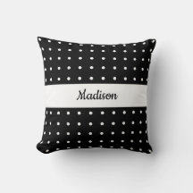 Klassiek wit polka dot patroon op zwart met naam