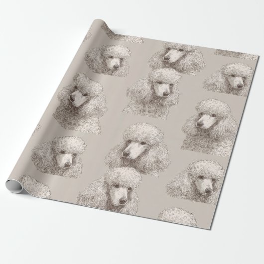 Klassiek wit Poodle-portret inpakpapier (Uitgerold)
