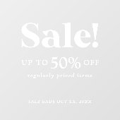 Klassiek wit verkoopbord raamsticker (Vel)