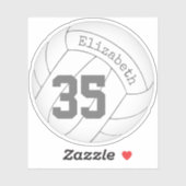 Klassiek wit volleybal W naam jersey nummer Sticker (Vel)