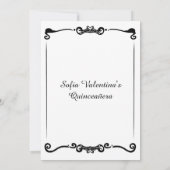 Klassiek Wit Zwart Tiara Quinceanera Kaart (Achterkant)