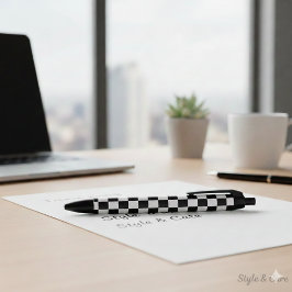 Klassiek wit zwart vierkant doos patroon stijl zwarte inkt pen