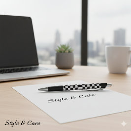 Klassiek wit-zwarte vierkante doospatroon stijl Em Pen
